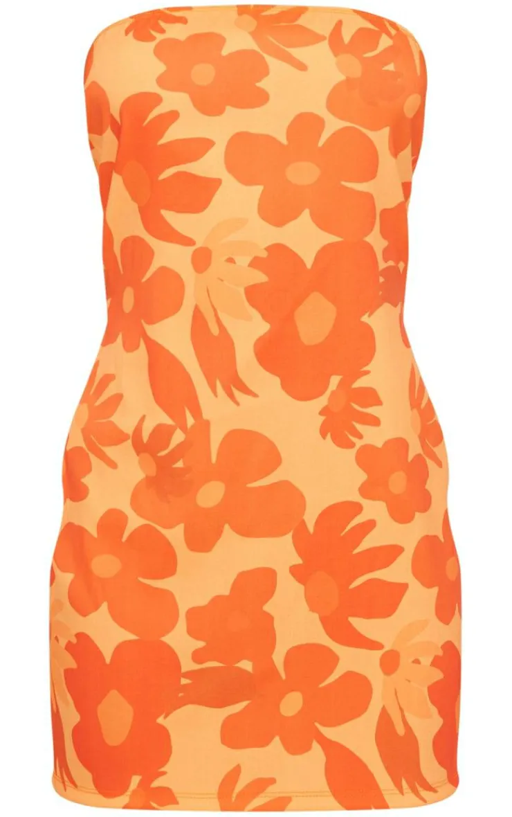 Floral Print Bandeau Bodycon Dress-PrettyLittleThing Clearance