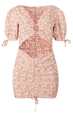 Floral Print Chiffon Ring Detail Cut Out Bodycon Dress-PrettyLittleThing Discount