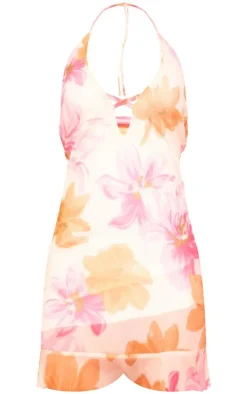 Floral Print Cut Out T Bar Mini Dress-PrettyLittleThing Hot