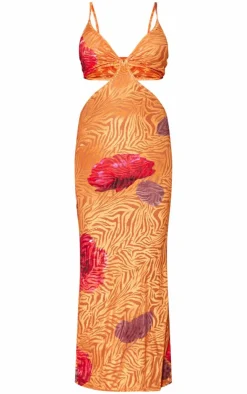 Floral Print Devore Cut Out Maxi Dress-PrettyLittleThing Discount