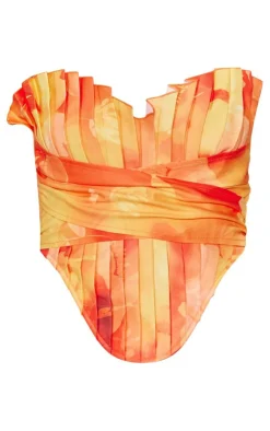 PrettyLittleThing Corsets*Floral Print Woven Pleated Drape Front Corset