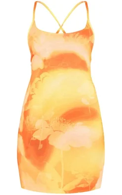 Floral Strappy Back Bodycon Dress-PrettyLittleThing