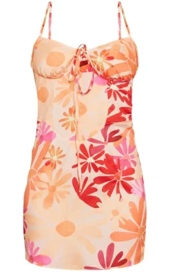Floral Underwire Halterneck Corset Shift Dress-PrettyLittleThing Outlet