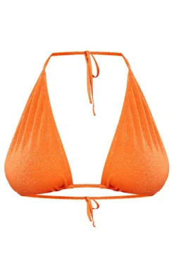 Orange Glitter Fuller Bust Triangle Bikini Top