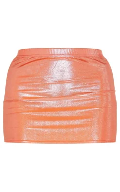 Outlet PrettyLittleThing Iridescent Micro Mini Skirt Orange