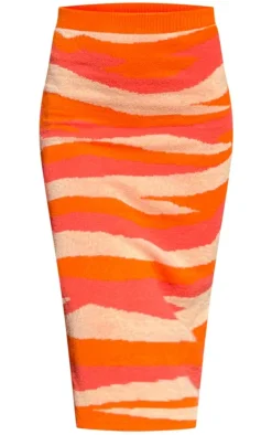 Best PrettyLittleThing Knitted Midaxi Skirt Orange