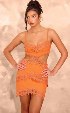 Lace Cut Out Mini Dress-PrettyLittleThing Outlet