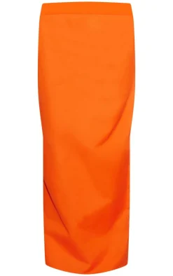 Outlet PrettyLittleThing Linen Look Column Maxi Skirt Orange