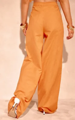 PrettyLittleThing Linen Look Wide Leg Pants Orange
