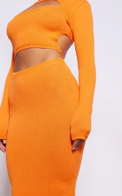 Orange Maxi Knitted Skirt
