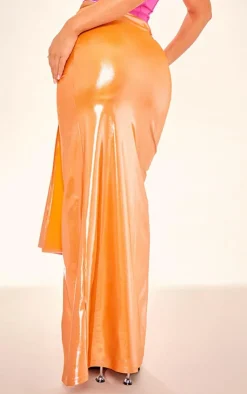 Metallic Drape Front Maxi Skirt-PrettyLittleThing Sale