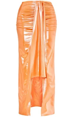 Metallic Drape Front Maxi Skirt-PrettyLittleThing Sale