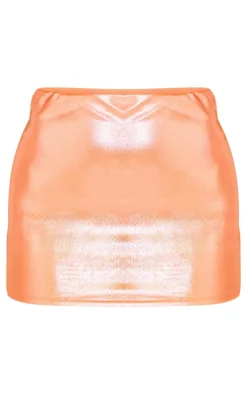 Outlet PrettyLittleThing Metallic Micro Mini Skirt Orange
