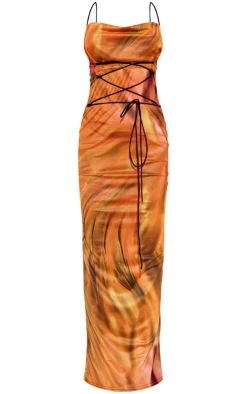 Multi Printed Mesh Cowl Neck Maxi Dress-PrettyLittleThing Best