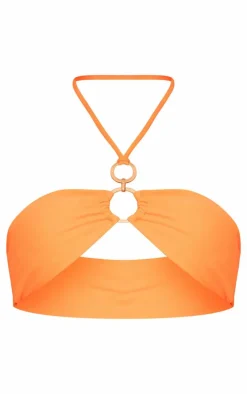 Orange O Ring Halter Neck Bikini Top