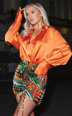 Oversized Satin Shirt-PrettyLittleThing Discount