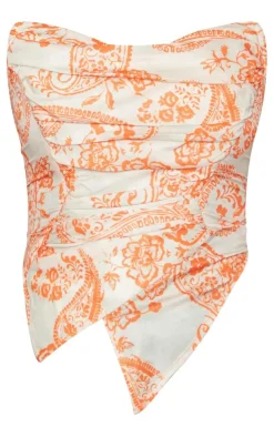 PrettyLittleThing Corsets*Paisley Print Woven Asymmetric Pointed Hem Corset