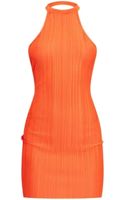 Plisse High Neck Backless Shift Dress-PrettyLittleThing Hot