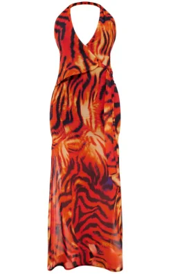 Print Chiffon Wrap Maxi Dress-PrettyLittleThing Clearance