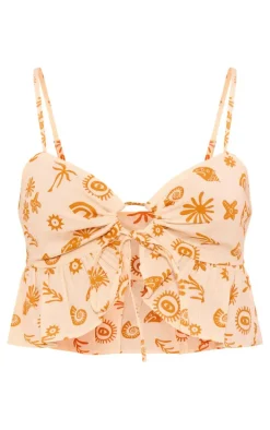Orange Printed Crop Top