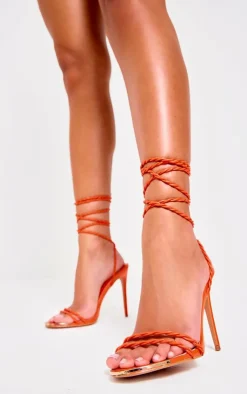 PrettyLittleThing Wide Fit Sandals*PU Wide Fit Round Metal Toe Braided Strap Heeled Sandals
