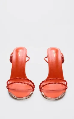 PrettyLittleThing Wide Fit Sandals*PU Wide Fit Round Metal Toe Braided Strap Heeled Sandals