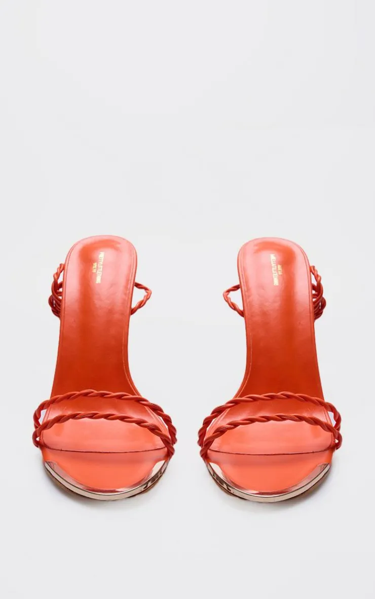 PrettyLittleThing Wide Fit Sandals*PU Wide Fit Round Metal Toe Braided Strap Heeled Sandals