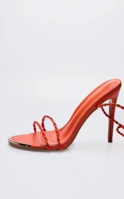 PrettyLittleThing Wide Fit Sandals*PU Wide Fit Round Metal Toe Braided Strap Heeled Sandals