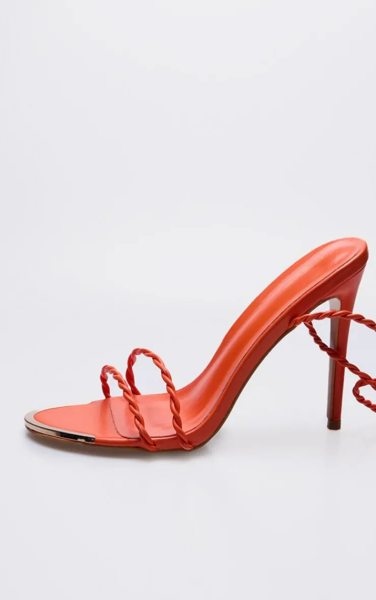 PrettyLittleThing Wide Fit Sandals*PU Wide Fit Round Metal Toe Braided Strap Heeled Sandals
