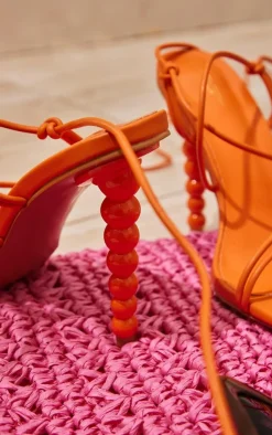 PrettyLittleThing Wide Fit Sandals*PU Wide Fit Square Toe Knot Lace Up High Heeled Sandals