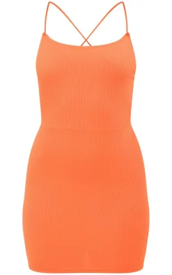 Ribbed Lace Up Back Bodycon Dress-PrettyLittleThing Discount