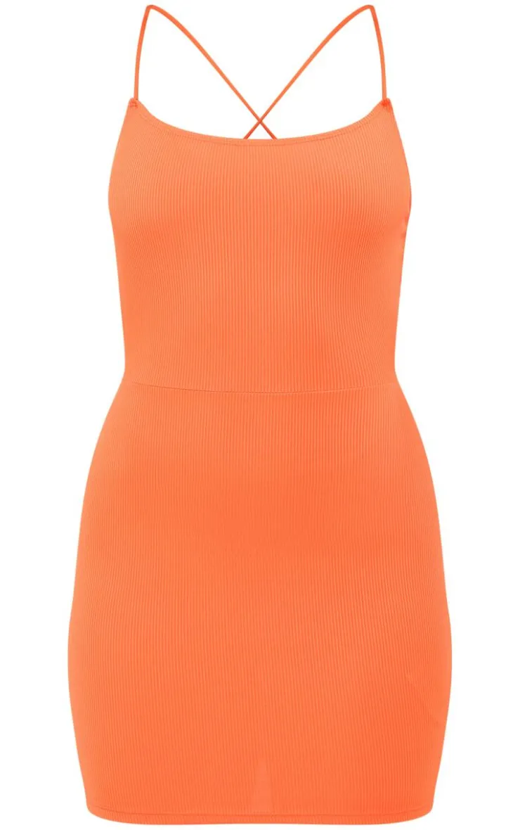 Ribbed Lace Up Back Bodycon Dress-PrettyLittleThing Discount