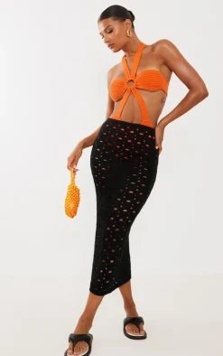 PrettyLittleThing Knitted Tops*Ring Tie Details Knitted Bodysuit
