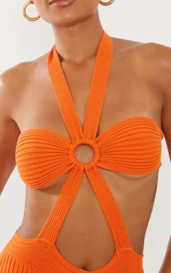 PrettyLittleThing Knitted Tops*Ring Tie Details Knitted Bodysuit