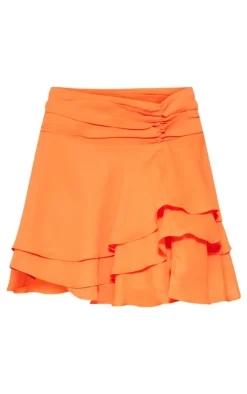 New PrettyLittleThing Ruffle Hem Mini Skirt Orange