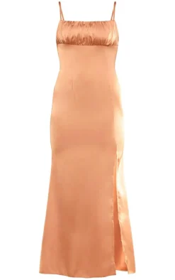 Satin Ruched Cup Open Back Midaxi Dress-PrettyLittleThing Hot