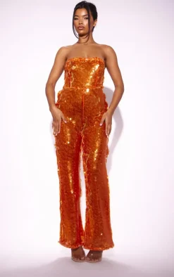 Sequin Bandeau Wide Leg Jumpsuit-PrettyLittleThing Sale