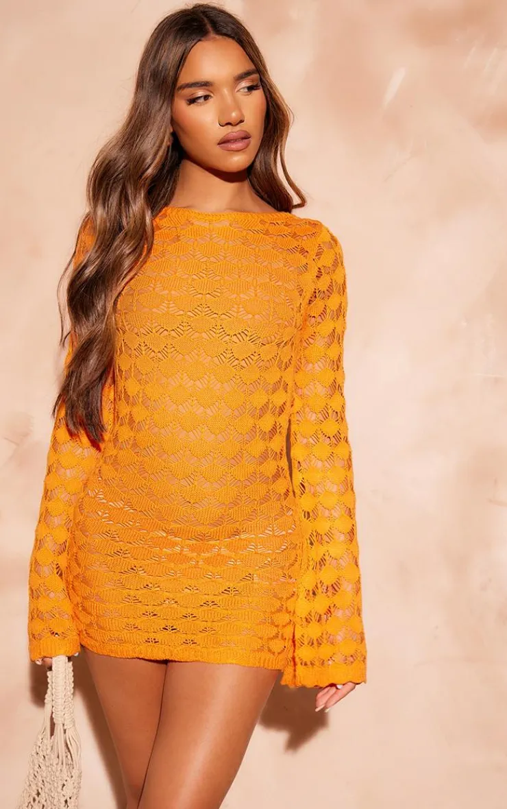 Shell Knit Low Back Mini Dress-PrettyLittleThing Hot