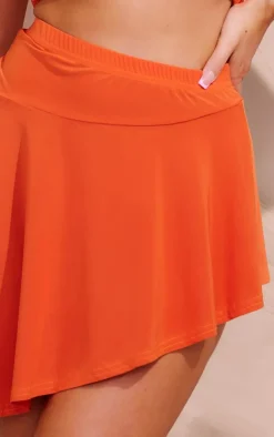 PrettyLittleThing Slinky Asymmetrical Micro Mini Skirt Orange