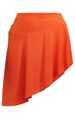 PrettyLittleThing Slinky Asymmetrical Micro Mini Skirt Orange