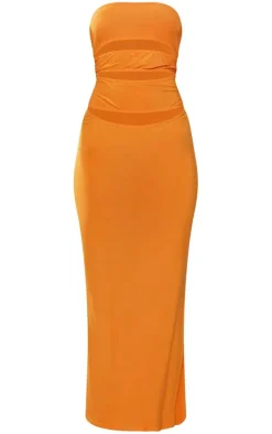 Slinky Bandeau Multi Cut Out Maxi Dress-PrettyLittleThing Outlet