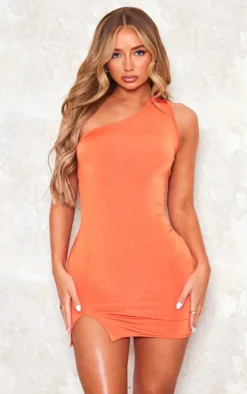 Slinky One Shoulder Asymmetric Bodycon Dress-PrettyLittleThing