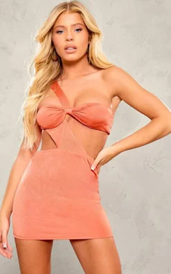 Slinky One Shoulder Twist Front Bodycon Dress-PrettyLittleThing Hot