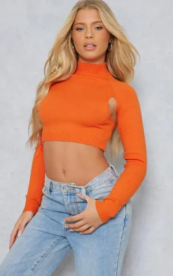 PrettyLittleThing Sweaters*Soft Knit Cut Out Crop Sweater