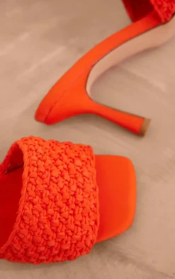 PrettyLittleThing Mules*Square Toe Crochet Strap Mid Heeled Mules