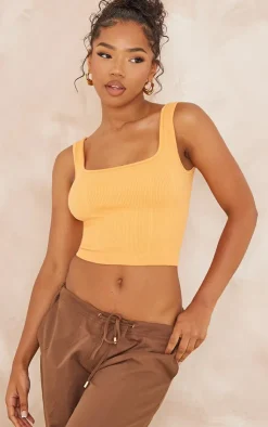 PrettyLittleThing Snatched*Structured Snatched Rib Square Neck Top