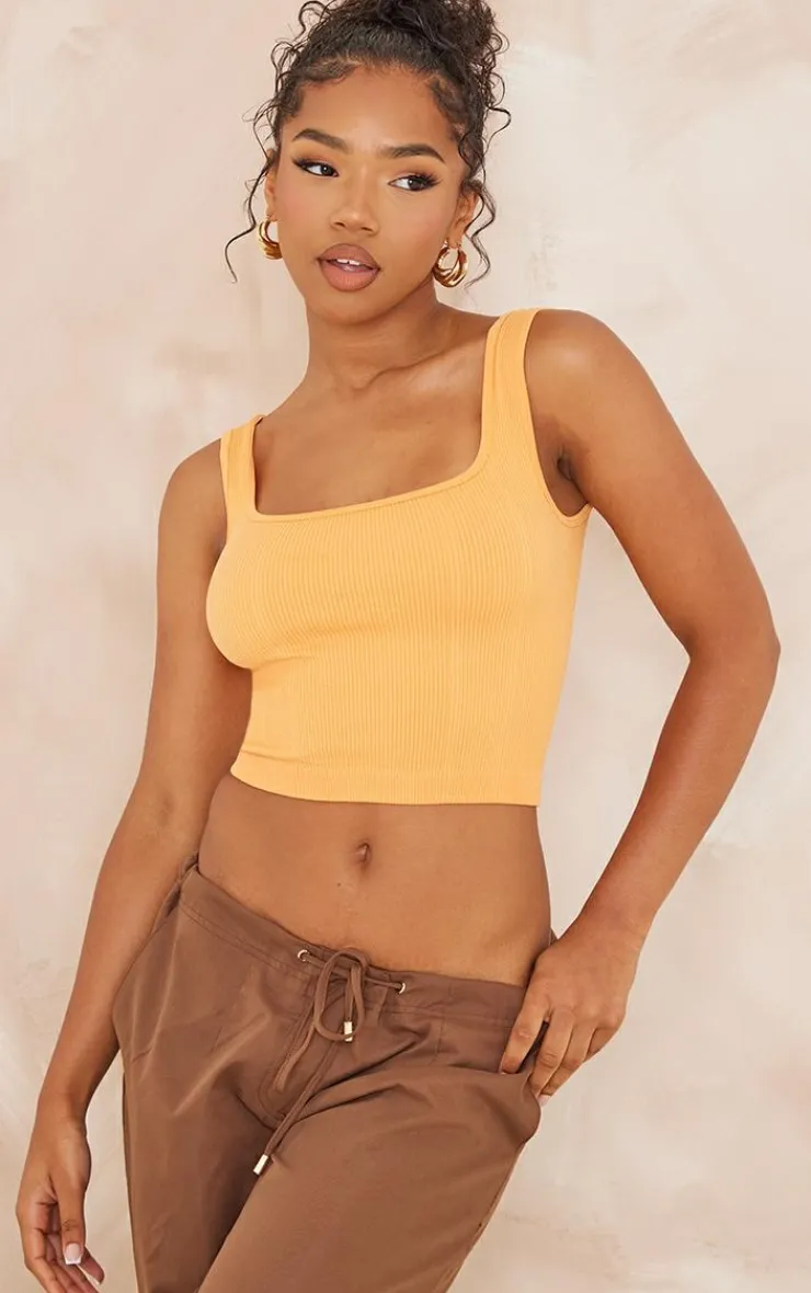 PrettyLittleThing Snatched*Structured Snatched Rib Square Neck Top