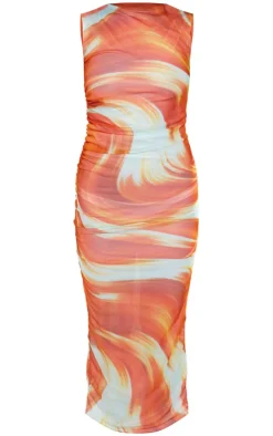 Swirl Print Mesh Maxi Dress-PrettyLittleThing Best