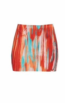 Teal Printed Plisse Micro Mini Skirt-PrettyLittleThing Best