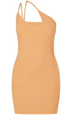 Textured Asymmetric Strap Bodycon Dress-PrettyLittleThing Outlet